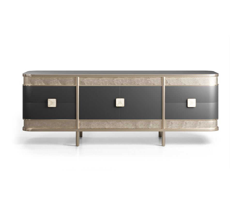 Armonia Console Table in Brass Finish With Premium Quality Wood At Oria Homes