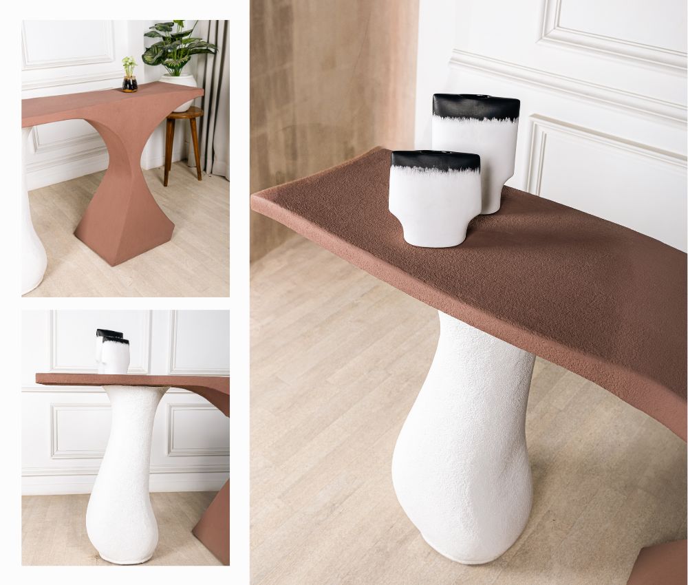 Concrete Finish Console Table With Custom Design