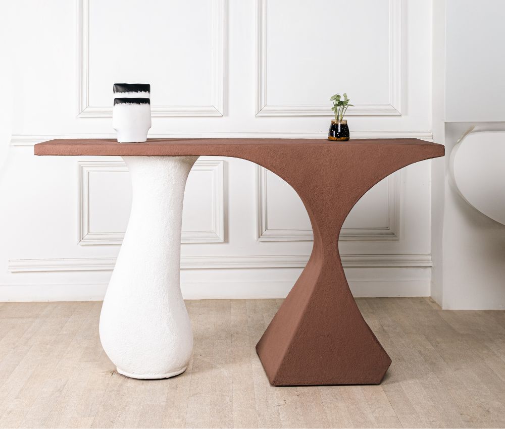 Concrete Finish Console Table With Custom Design At Oria Homes