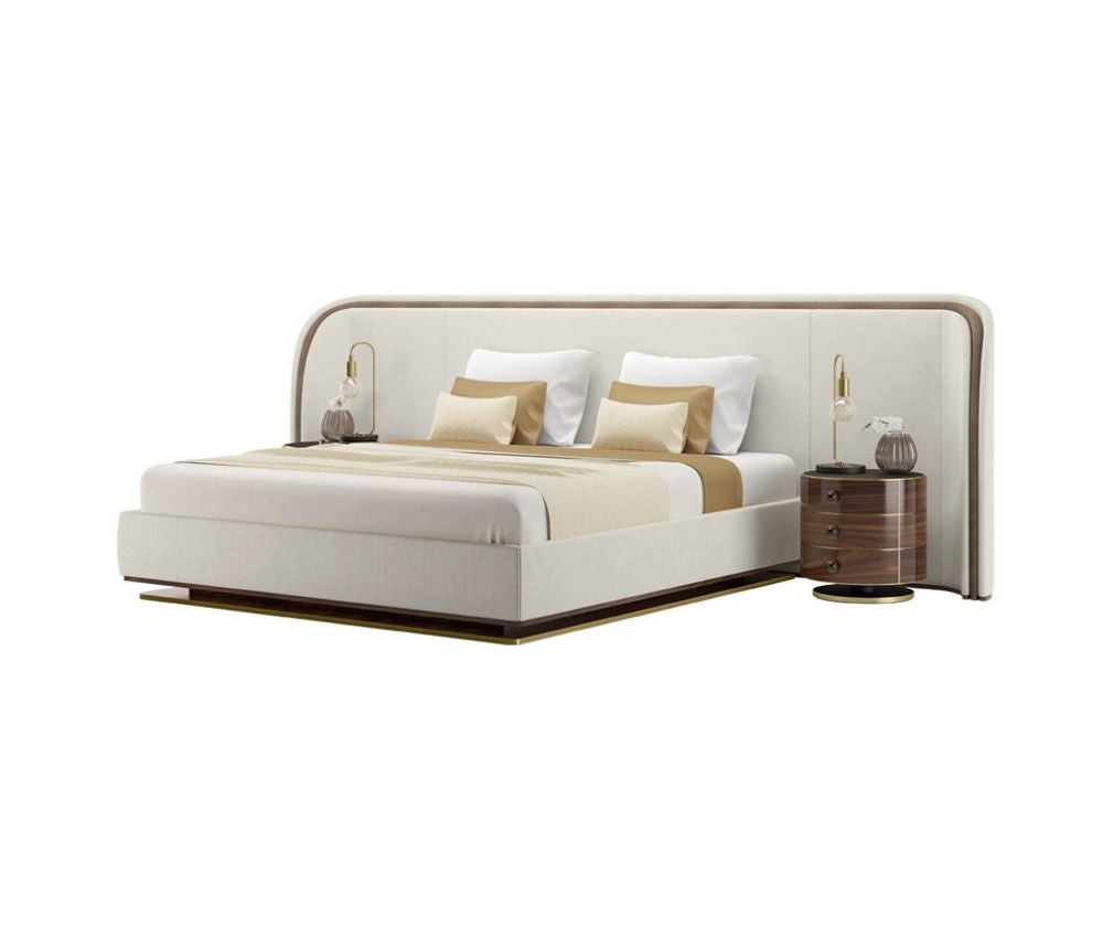 Sazi Bed with Leather & Fabric Finish