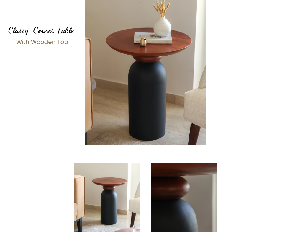 Classy Corner Table with Wooden Top