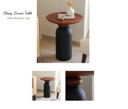 Classy Corner Table with Wooden Top