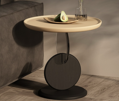 Modern Side Table in Black Ash wood + Glass + PU Finish