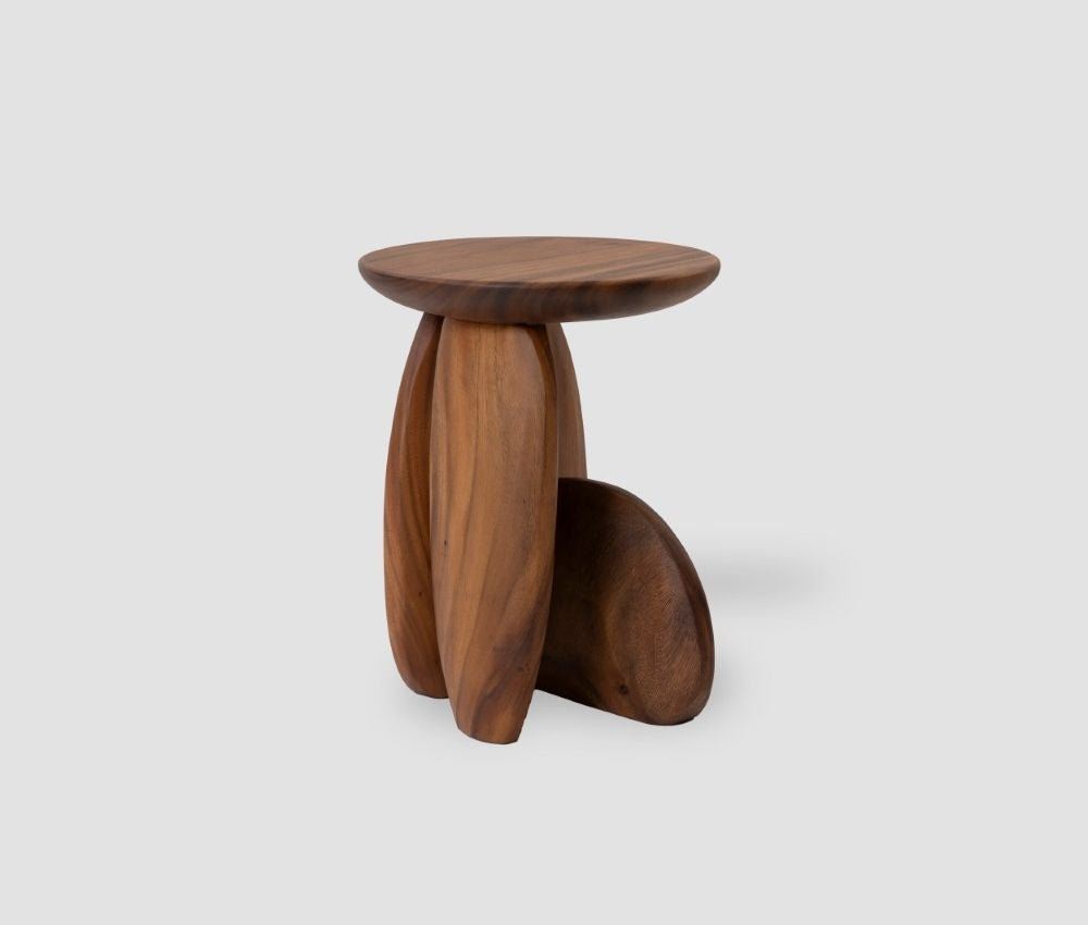 Almond Shaped Side Table in Teakwood Premium Material At Oria Homes