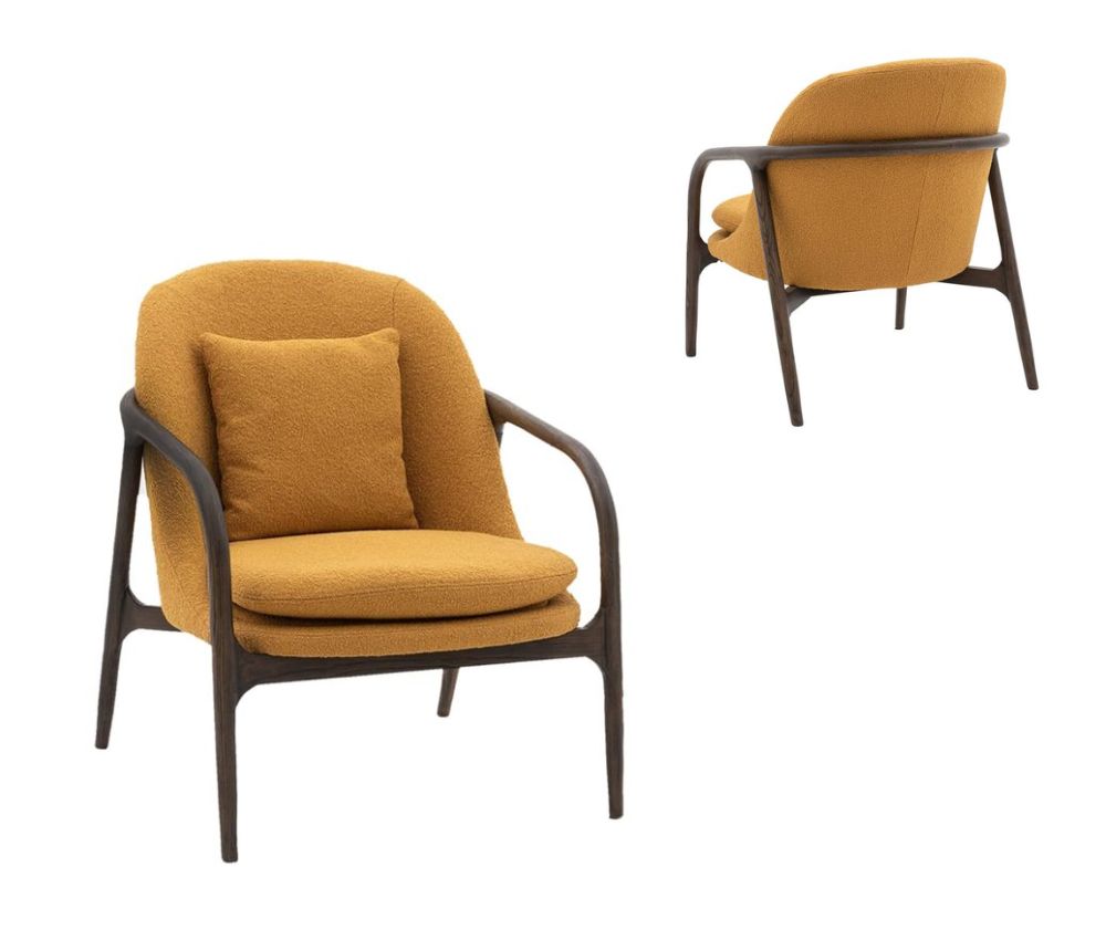 Arm Chair - Boucli With Premium Design in Yellow Color