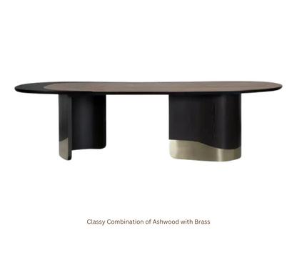 Classy Combination of Ashwood With Brass - Dining Set Brazy