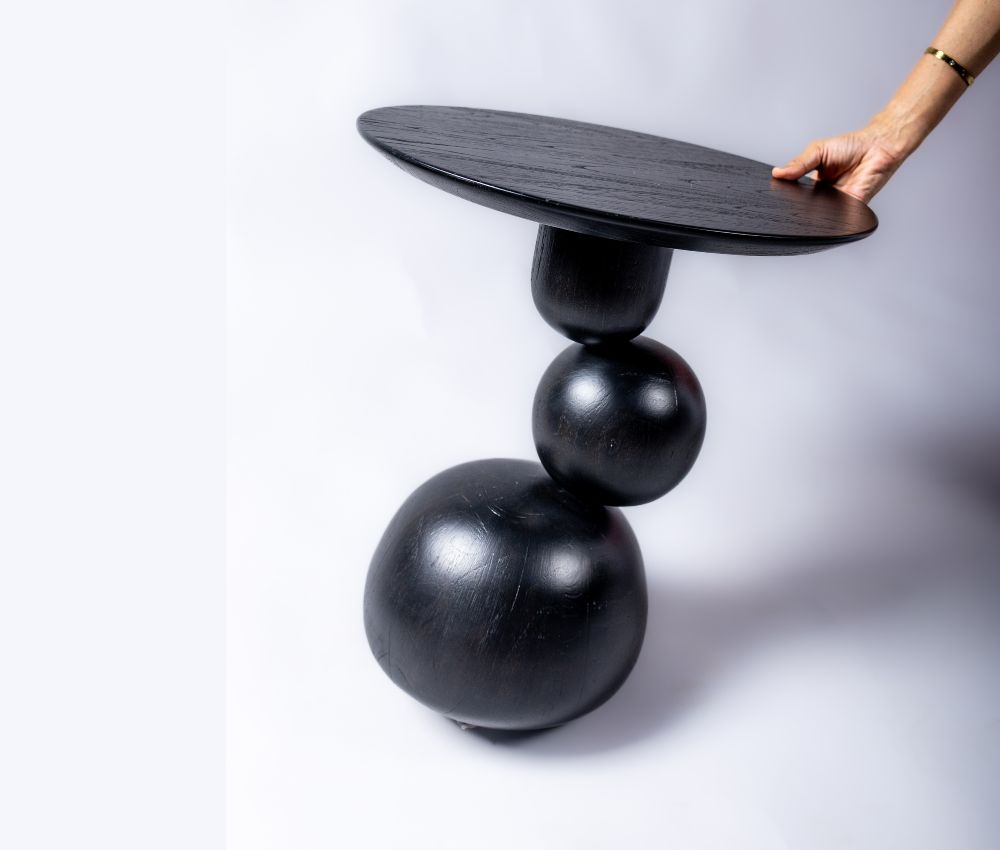 Side Table in Pure Ash Wood With Custom Design
