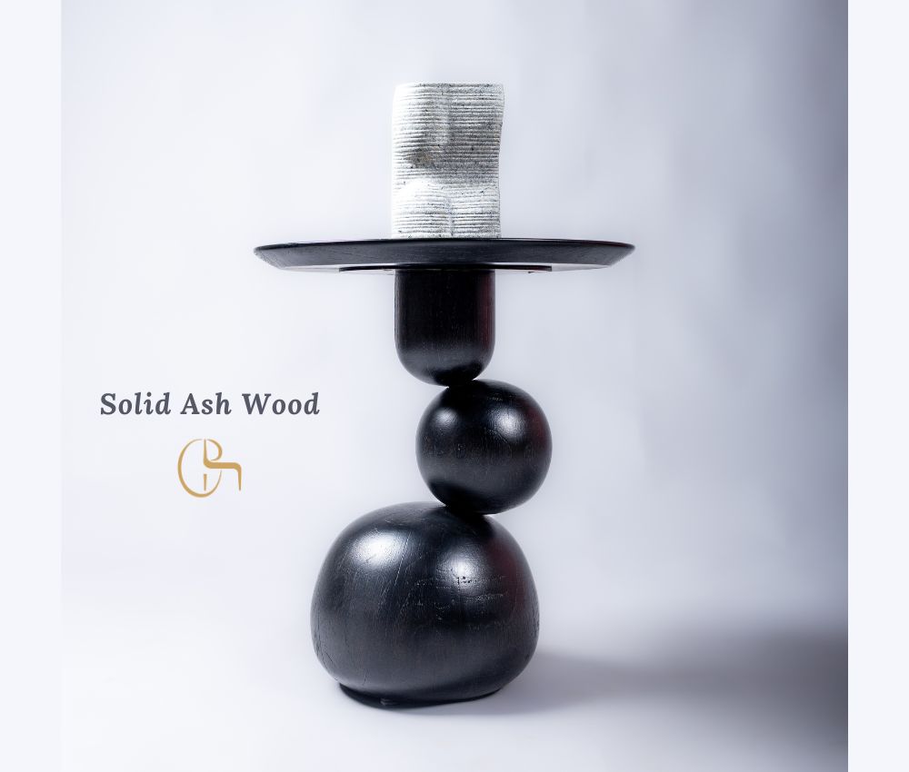 Side Table in Pure Ash Wood With Custom Design At Oria Homes